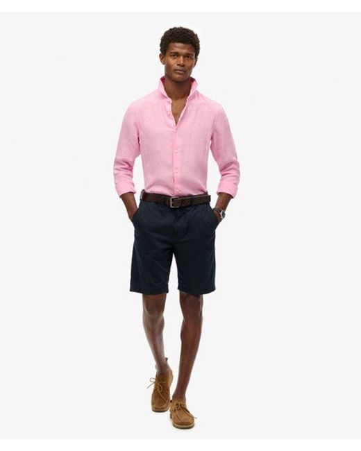 Superdry Pink & Co Vacation Long Sleeved Linen Shirt for men