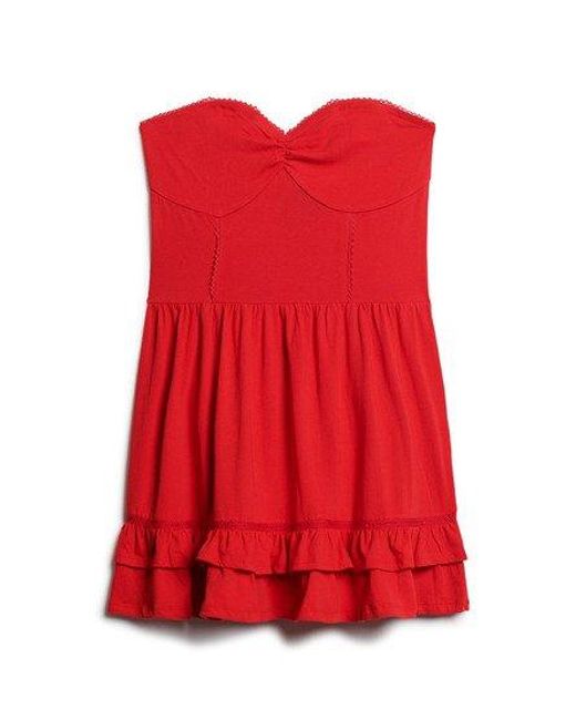 Superdry Red 50s Lace Bandeau Mini Dress