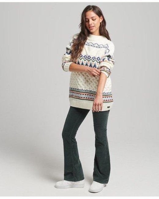 Superdry Gray Cable Knit Pattern Jumper