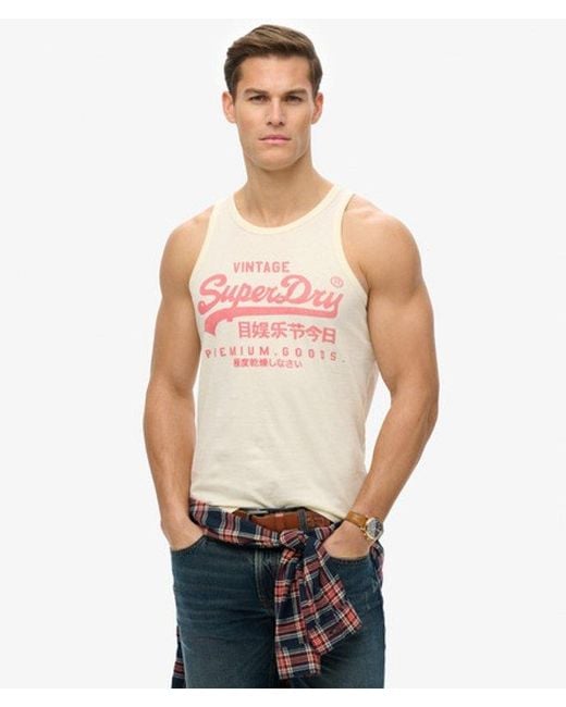 Superdry Gray & Co Classic Vintage Logo Heritage Vest Top for men