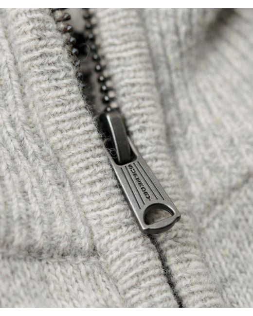 Superdry Gray Essential Embroidered Knitted Half Zip Jumper