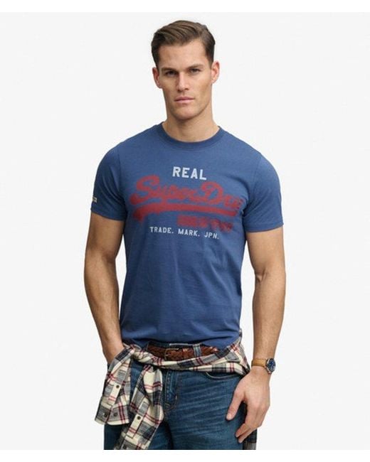 Superdry Blue Vintage Logo Classic T-Shirt for men