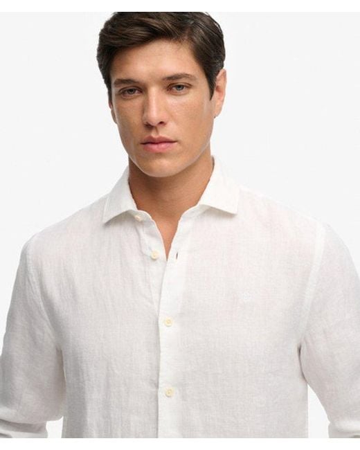 Superdry White & Co Riviera Long Sleeve Linen Shirt for men