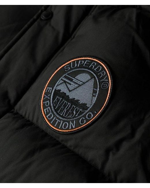 Superdry Black Everest Long Baffled Parka Jacket for men