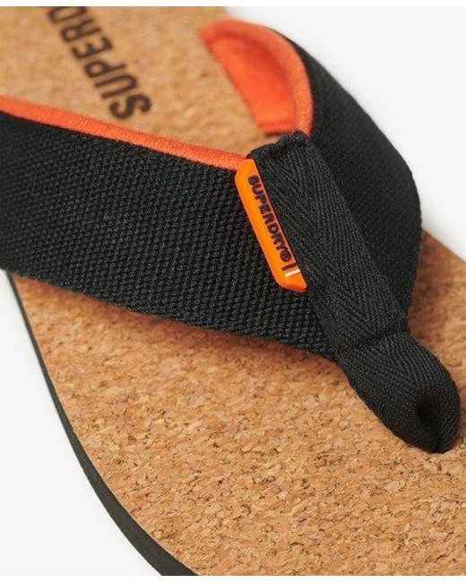 Superdry Black Cork Graphic Flip Flops for men