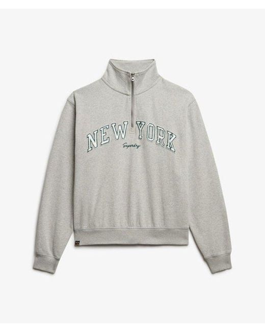 Superdry Gray Athletic Essentials Applique Half Zip Sweatshirt