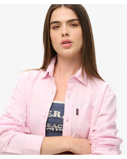 Superdry Pink & Co Long Sleeved Oxford Shirt