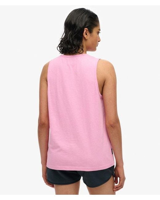 Superdry Pink & Co Essential Logo Garment Dye Vest Top
