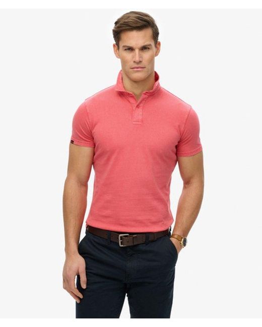 Superdry Red & Co Essential Jersey Polo Top for men