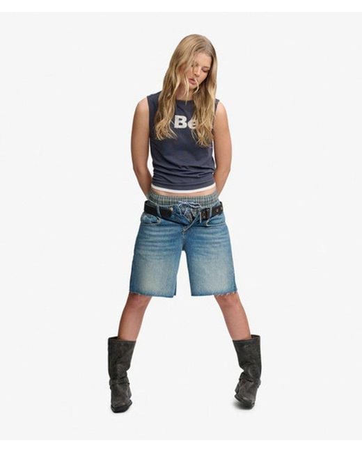 Superdry Blue Bench X & Co Bench Fitted Layer Tank Vest