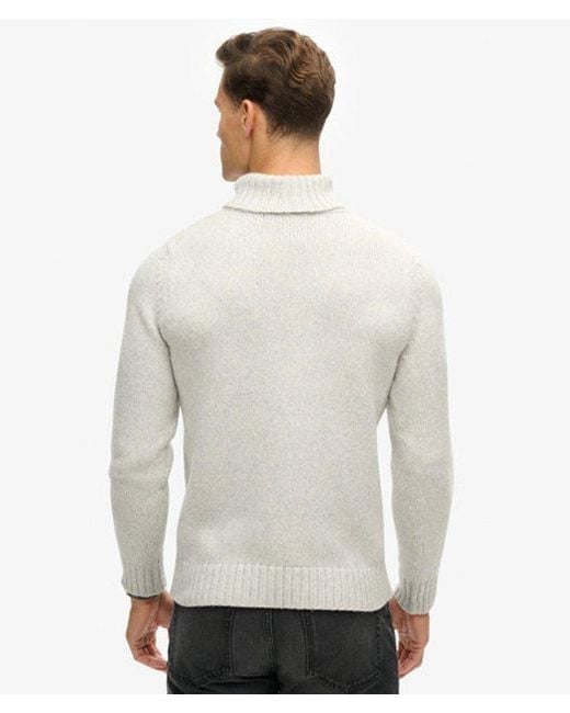 Homme Pull Brossé À Col Roulé Taille Superdry pour homme en coloris White