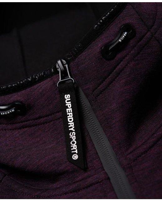 Superdry Blue Core Gym Tech Zip Hoodie Fig Marl for men