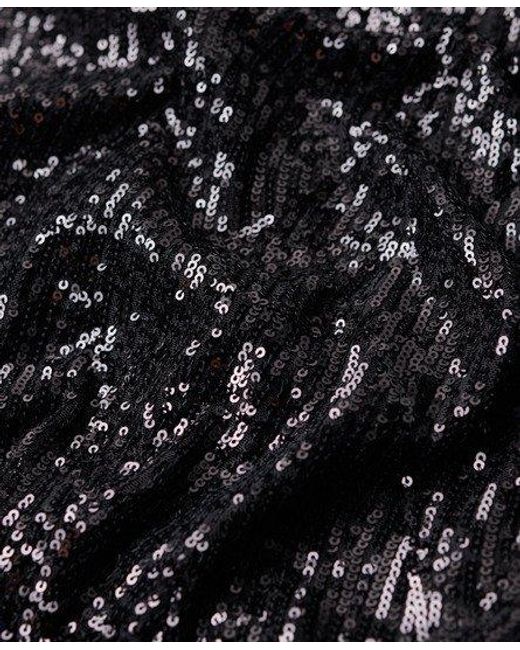 Superdry Black Backless Sequin Midi Dress