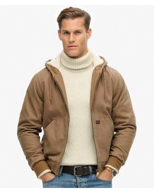 Superdry Natural & Co Vintage Workwear Hooded Bomber Jacket for men