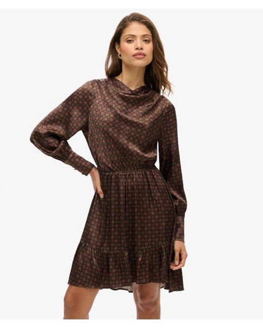 Superdry Brown & Co Mini Cowl Neck Jacquard Dress