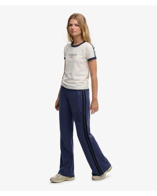 Superdry Blue & Co Athletic Essentials Stripe Flare joggers