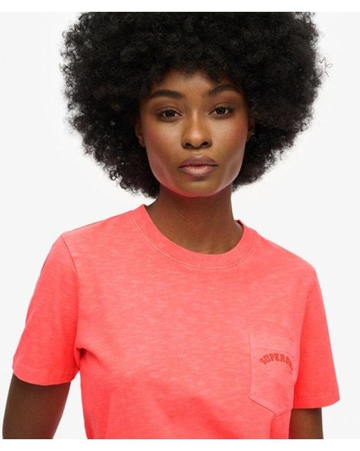 Superdry Red & Co Essential Logo Garment Dye Pocket T-shirt