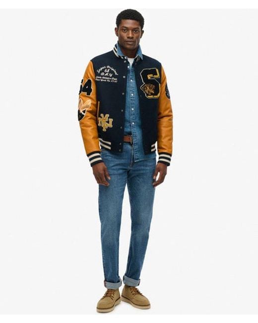 Superdry Blue & Co Vintage Patched Varsity Jacket for men