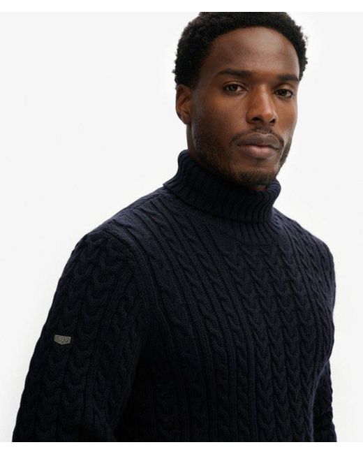 Superdry Black & Co Jacob Cable Roll Neck Jumper for men