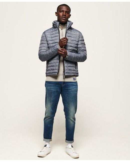 Superdry Blue Printed Double Zip Fuji Jacket Twill Print for men