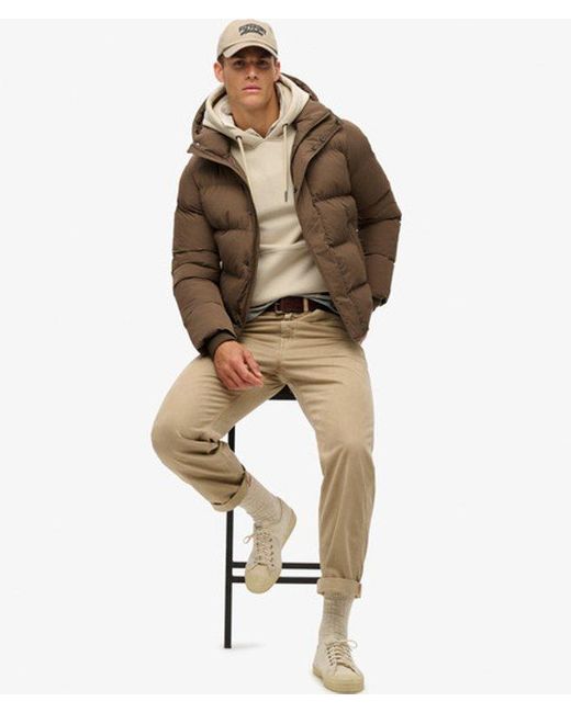 Superdry Brown Hooded Puffer Jacket for men