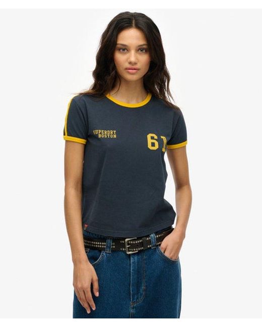 Superdry Blue Athletic Essential Stripe T-Shirt