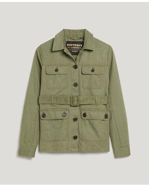 Superdry Green Ladies Classic Cotton Belted Safari Jacket