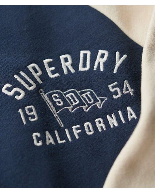 Superdry Blue & Co College Script Graphic Jersey Bomber Jacket
