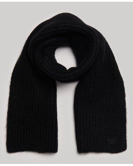 Superdry Black Ribbed Knit Scarf