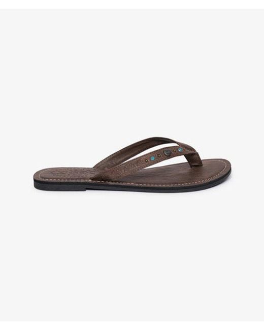Superdry White & Co Faux Leather Embossed Flip Flops