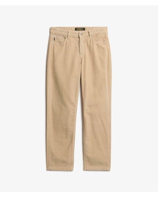 Superdry White Straight Leg Cord Pants Size: 26/32