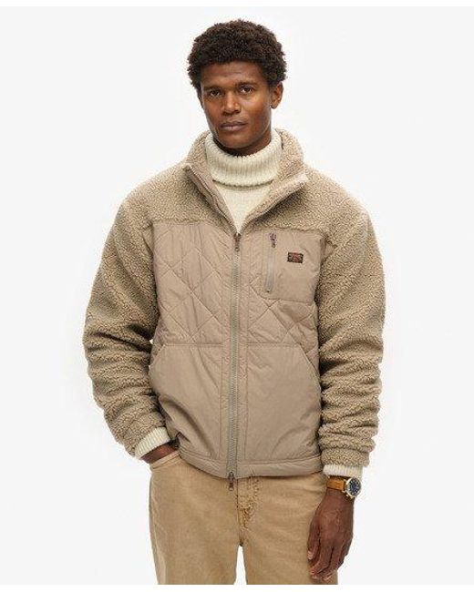 Superdry Natural Classic Quilted Sherpa Workwear Hybrid Jacket for men