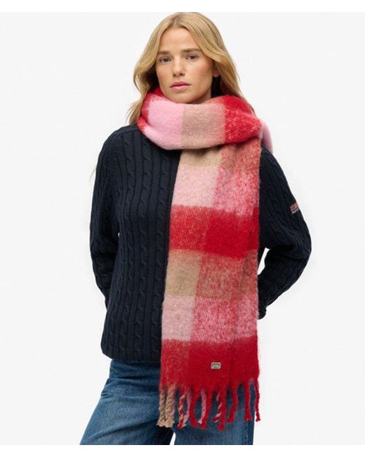 Superdry Red & Co Check Patterned Scarf