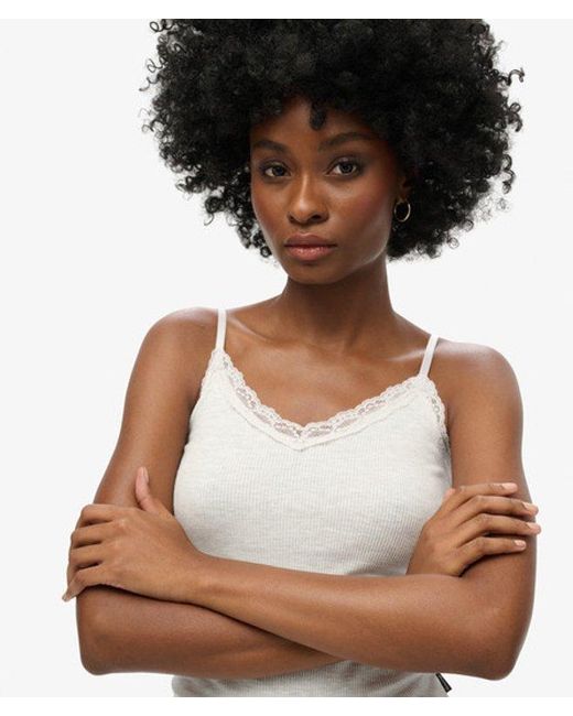 Superdry White & Co Athletic Essential Lace Trim Cami Top