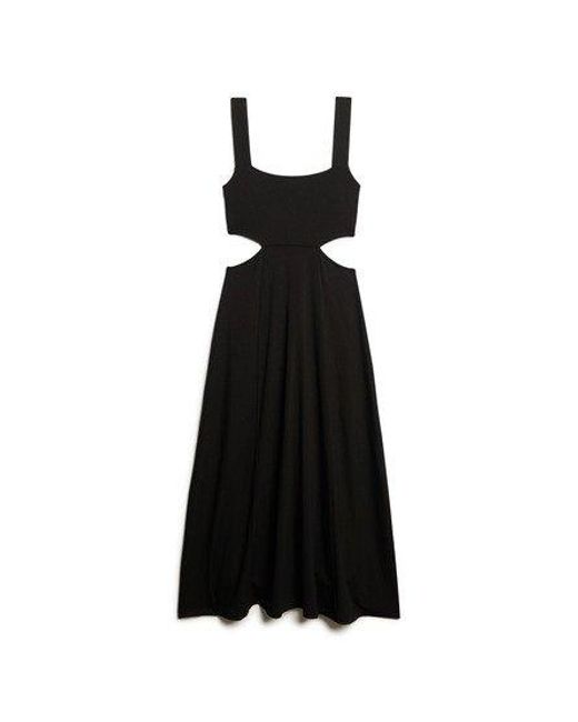 Superdry Jersey Midi-jurk Met Uitsnijding in het Black