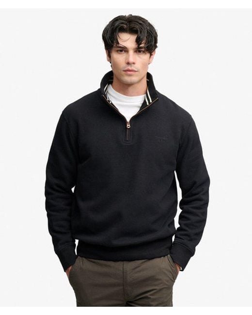 Superdry Black & Co Essential Serif Logo Half Zip Sweatshirt for men