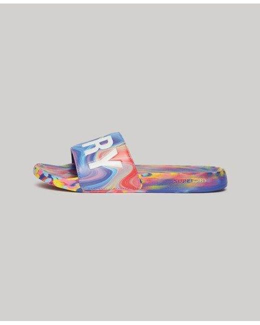 Superdry Blue Marble Vegan Pool Sliders