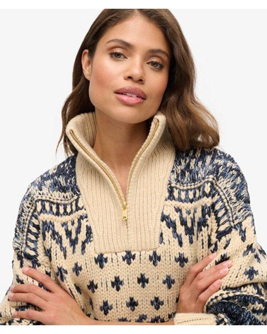 Superdry Green Ski Lodge Zip Neck Jumper