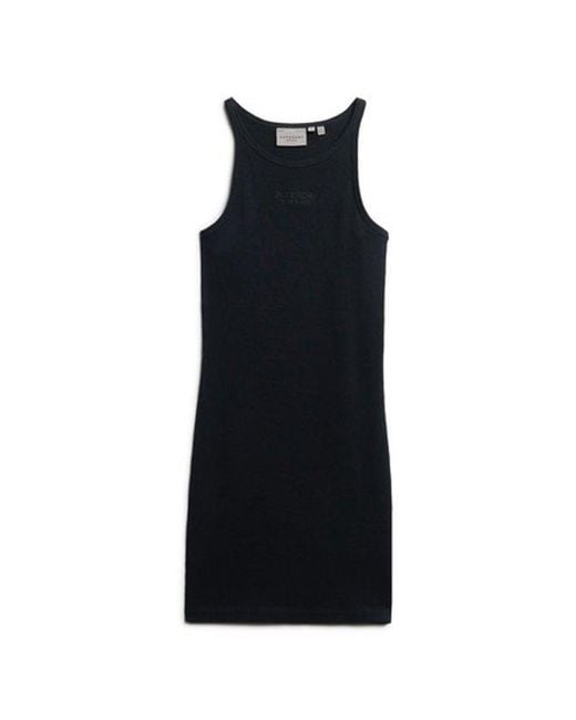 Superdry Black Embroidered Rib Racer Dress