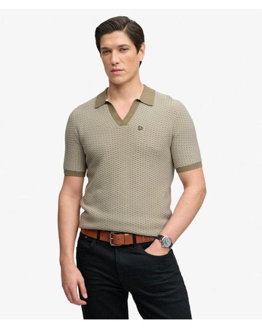 Superdry Gray & Co Johnny Collar Knitted Polo Shirt for men