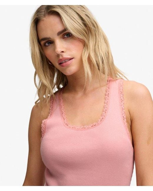 Superdry Red & Co Vintage Lace Trim Vest