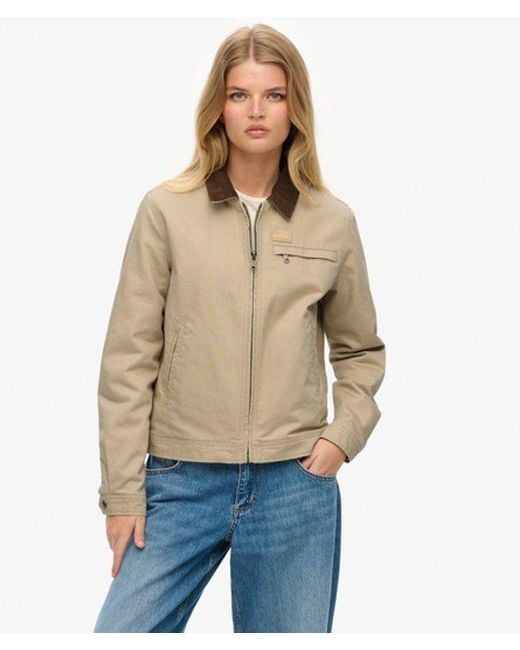 Femme Veste Ranch Matelassée À Col En Velours Taille Superdry en coloris Natural