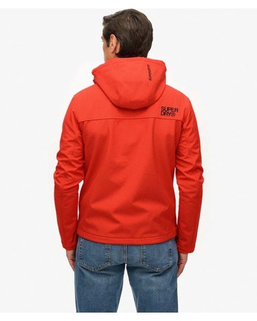 Superdry Red Hooded Soft Shell Trekker Jacket for men