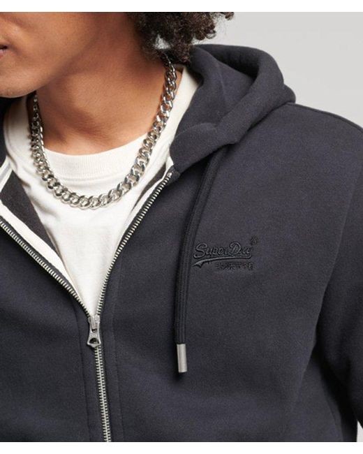Superdry Black & Co Organic Cotton Vintage Logo Embroidered Zip Hoodie for men