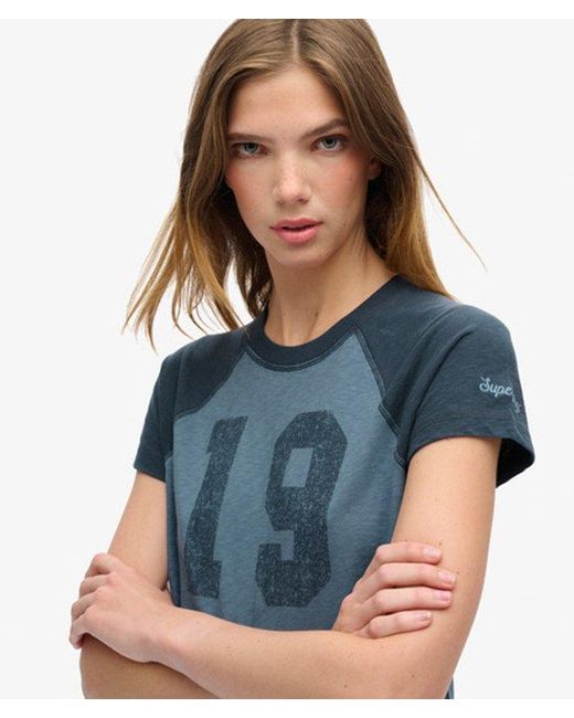 Superdry Blue & Co Athletic Essentials Raglan Fitted T-shirt