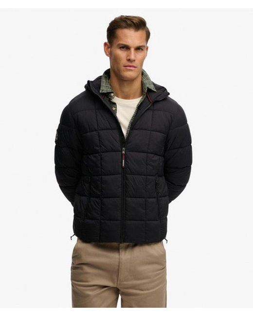 Superdry Blue & Co Hooded Box Quilt Fuji Lite Jacket for men