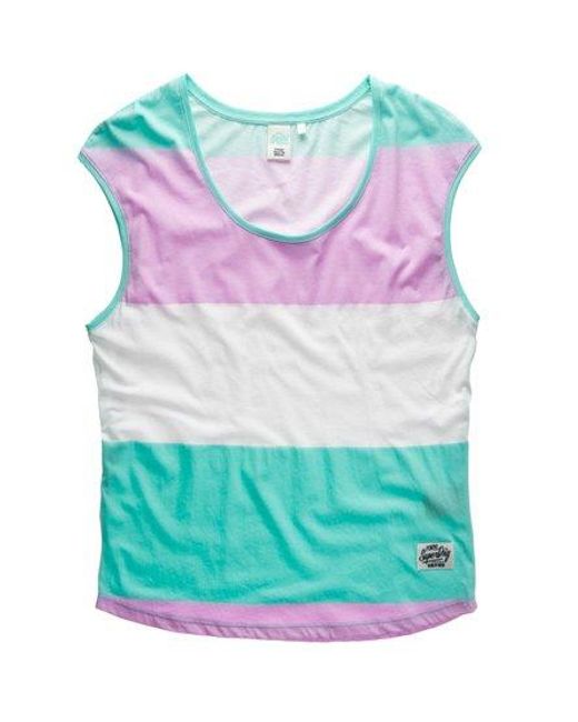 Superdry Green Block Party T-Shirt Spring Stripe