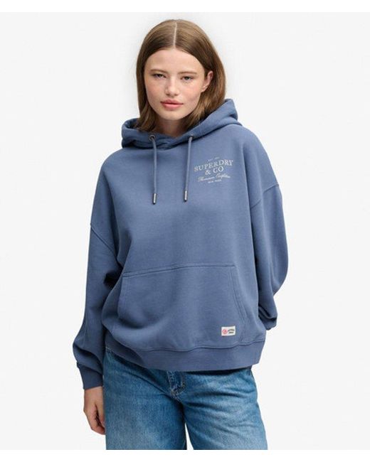Superdry Blue & Co Luxe Casual Relaxed Hoodie