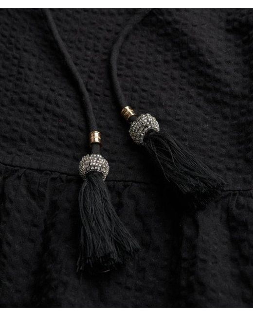Superdry Black & Co Broderie Tiered Mini Dress