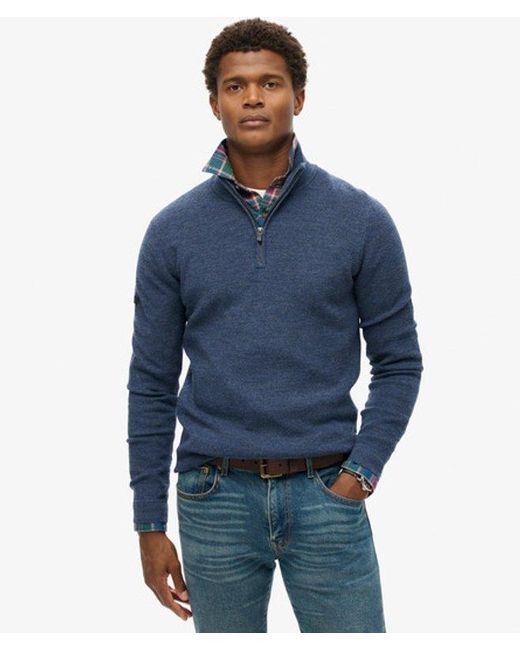 Superdry Blue & Co Merino Half Zip Jumper for men